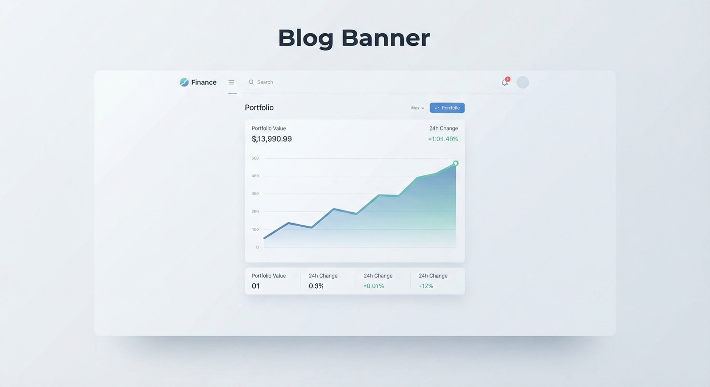 Clean conceptual banner graphic for cryptocurrency beginners learning to trade and earn yield